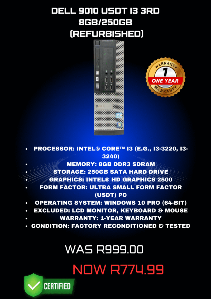 DELL 9010 USDT I3 3RD 8GB/250GB