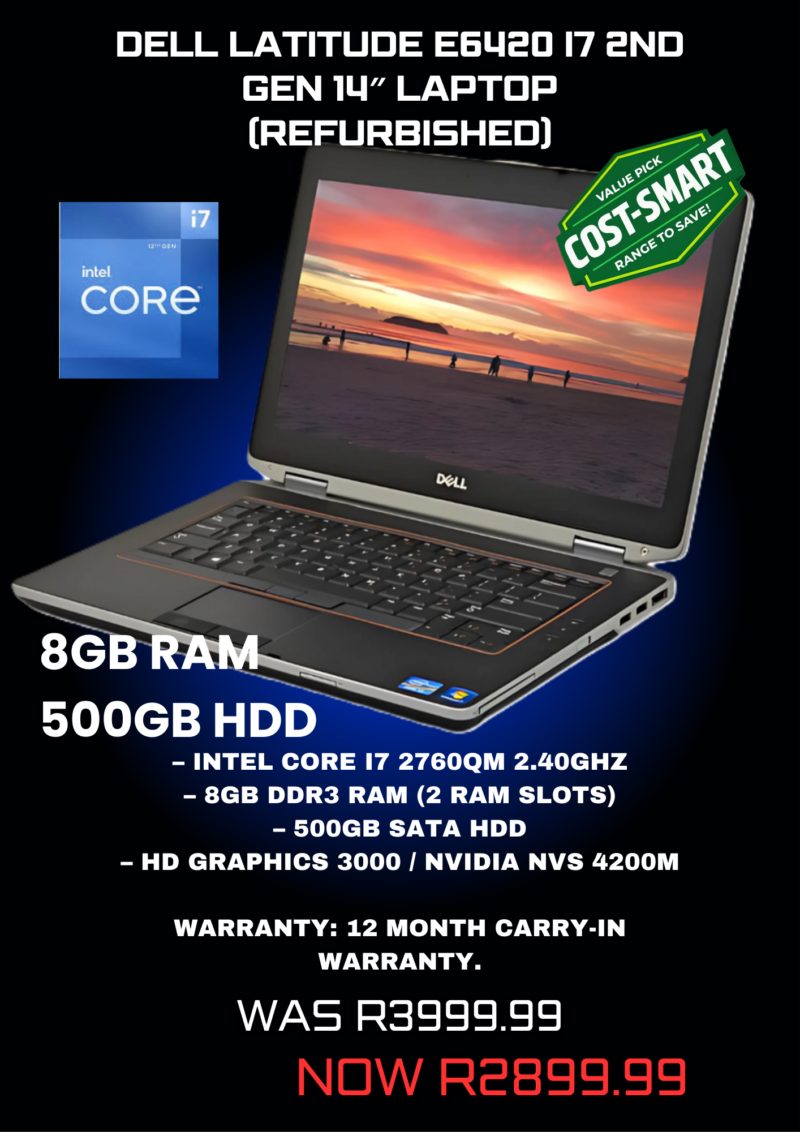Dell Latitude E6420 i7 2nd Gen 14″ Laptop (Refurbished)