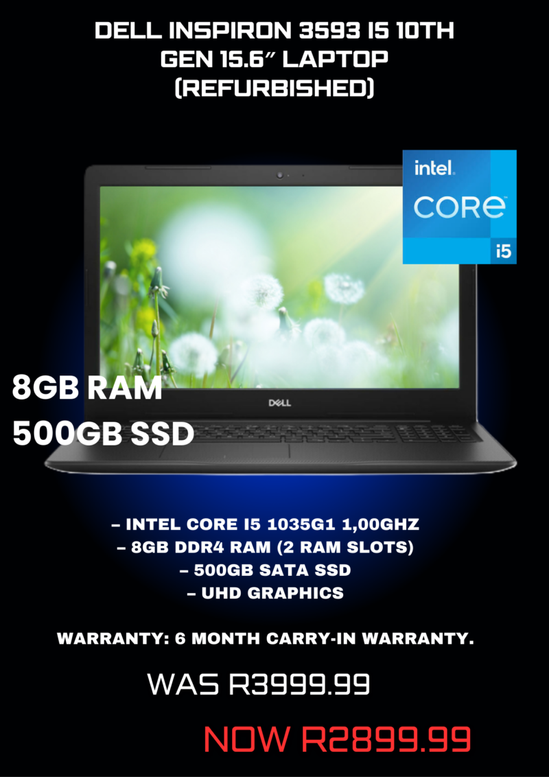 Dell Inspiron 3593 i5 10th Gen 15.6″ (Refurbished)