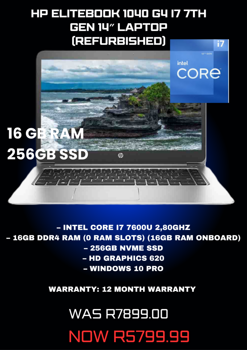 HP Elitebook 1040 G4 i7 7th Gen 14″ Laptop (Refurbished)