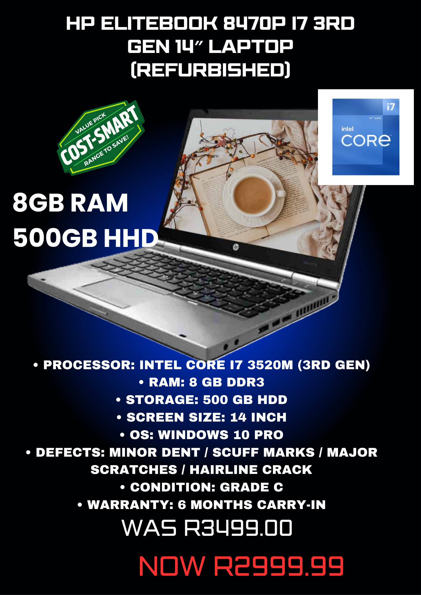 HP EliteBook 8470P i7 3rd Gen 14″ Laptop