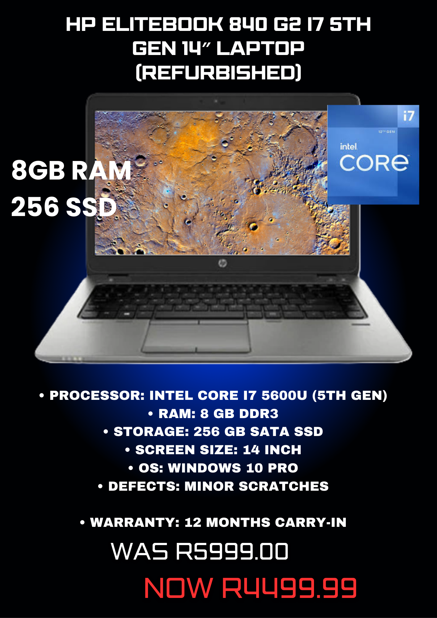 HP EliteBook 840 G2 i7 5th Gen 14″ Laptop (Refurbished)