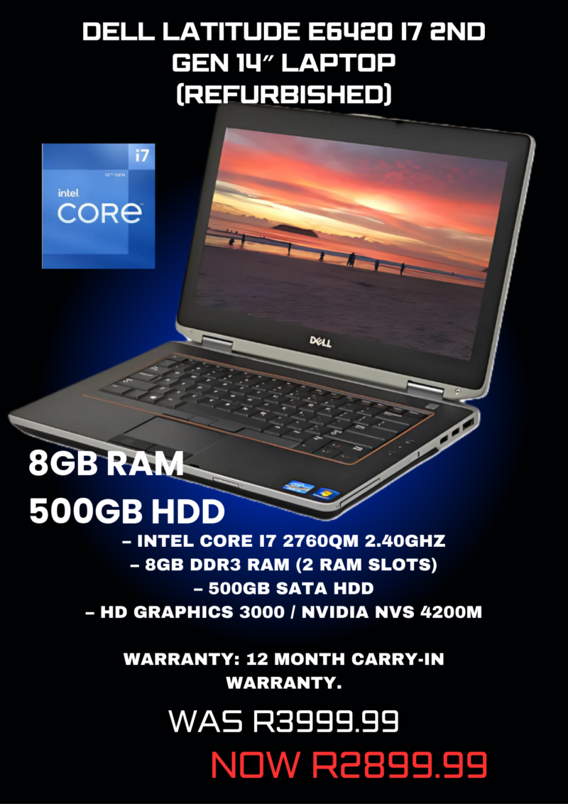 Dell Latitude E6420 i7 Gen 14″ Laptop (Refurbished)