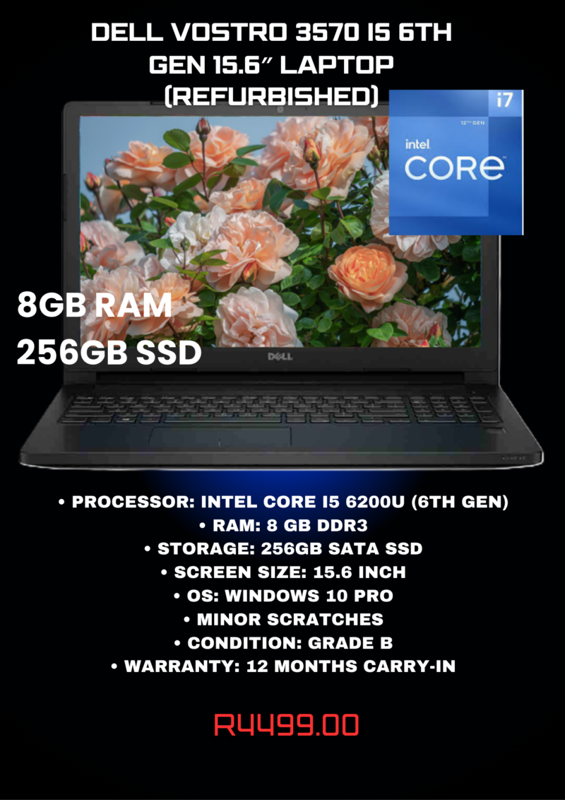 Dell Vostro 3570 i5 6th Gen 15.6″ Laptop (Refurbished)