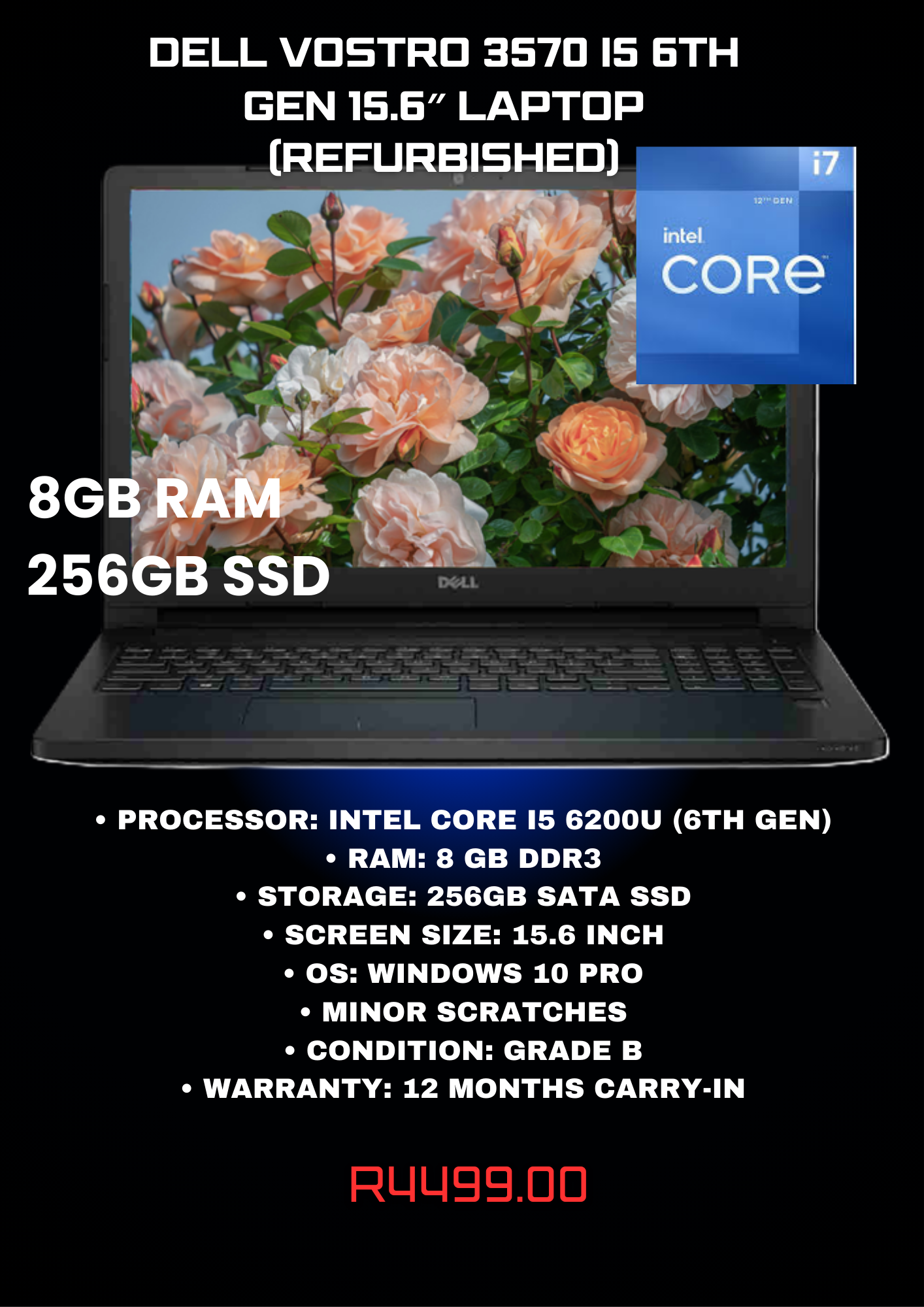 Dell Vostro 3570 i5 6th Gen 15.6″ Laptop (Refurbished)